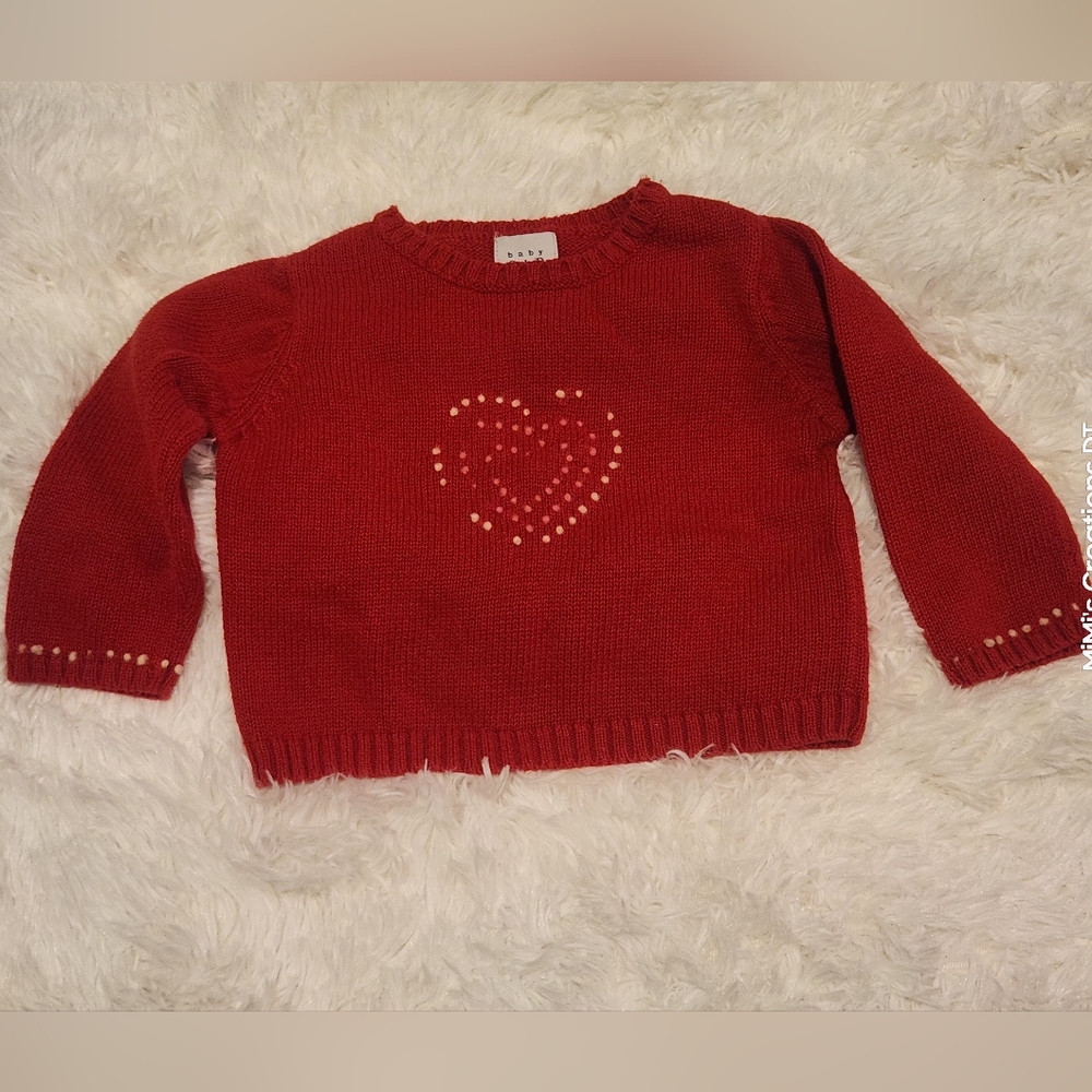 Vintage Red Baby Gap Heart Sweater Size 6-12 M
